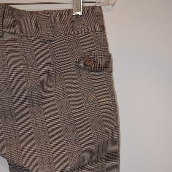 FCNY Midi Shorts Grey Plaid Formal Dress Pants Polyester-Rayon-Spandex Pockets S - Picture 6 of 7